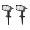 Solar Powered Black Color Lock LED Landscape Spotlight, 100 Lumens, 2 Pack