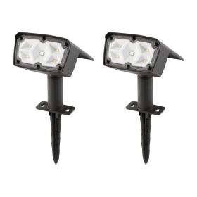 Solar Powered Black Color Lock LED Landscape Spotlight, 100 Lumens, 2 Pack