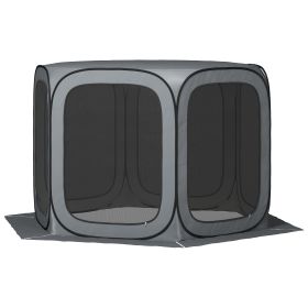 11 x 11ft Pop Up Screen Tent, UPF50+ Portable Camping Gazebo Screen House with Carry Bag, Dark Gray