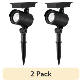 (2 pack) Solar Powered Black LED Landscape Spot Light, 60 Lumens