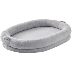 Human Dog Bed, 72" x48"x10" Human Dog Bed for Adult, Human Size Dog Bed with Washable Faux Rabbit Fur Cover, Egg Orthopedic Foam, Storage Pocket