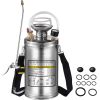 1.5Gal Stainless Steel Sprayer, Set with 16" Wand& Handle& 3.3FT Reinforced Hose, Hand Pump Sprayer with Pressure Gauge&Safety Valve