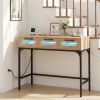 35.5" Narrow Console Table with LED Lights & Power Station, 3-Drawer Entryway Sofa Table with Charging Ports