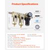 Air Compressor Filter Regulator, 3/8" NPT Dual Stage Air-Drying System with 25Î¼m + 5Î¼m Brass Filter Element