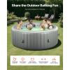 Inflatable Hot Tub, 6 to 8 Person Capacity, 94.5 x 26in Round Portable Outdoor Spa, with 130 Soothing Jets, Headrest, LED Light, Cover
