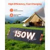150W Foldable Monocrystalline Solar Panel, 23% Efficiency Portable ETFE Mono Solar Panel Charger with MC4 Output, Type-C, QC3.0 USB & DC Ports