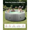 Inflatable Hot Tub, 4 to 6 Person Capacity, 81.9 x 26in Round Portable Outdoor Spa, with 130 Soothing Jets, Headrest, LED Light, Cover