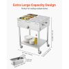 6-Pan Commercial Propane Steam Table, LP Gas Outdoor Soup Warmer with Drain Valve and 3" Wheels