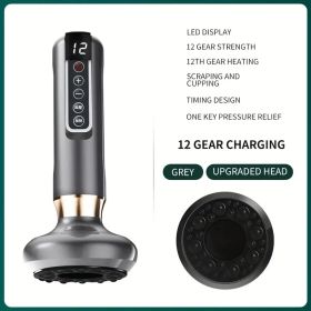 Cupping Massager, 12-level Body Scraping Tool, Cupping Tool. USB Rechargeable, Equipped With 1800mAh Lithium Battery, Available In White, Green, (Option: gray)