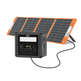2000W Portable Power Station, 1536Wh LiFePO4 Battery Pack with 4000W Surge, AC Fast Charge,1.5H Full charged, LED Flashlight - Solar Generator for RV (Output: 2000W Solar Generator &100W Solar Panel)