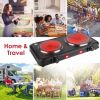 Infrared Dual Burner Hot Plate - 1000W & 800W  Glass Plates, Quick/Even Heating, 302-1022 Stepless Temp, Auto Shut-Off